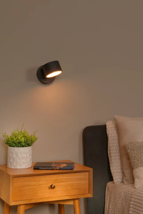 Lucide GIAN - Wandlamp - LED Dimb. - 1x9W 2700K - Zwart - sfeer 1